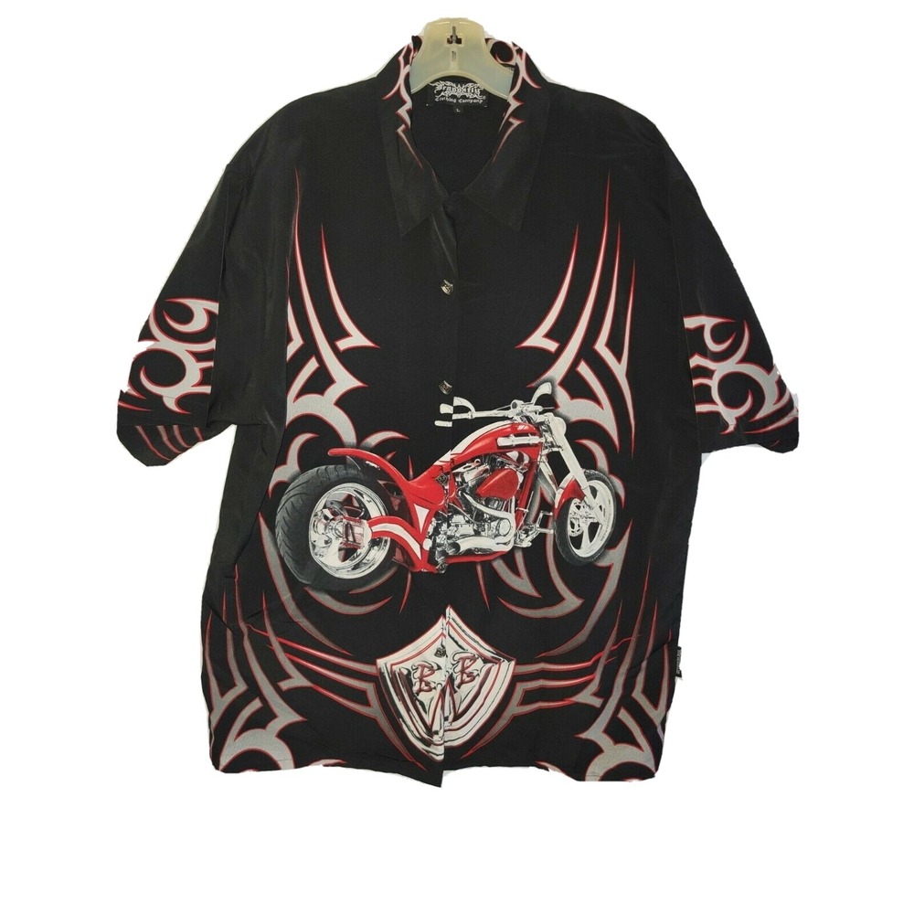 Dragonfly Men's Street Bike Motorcycle Button Down Shirt All Over Print Sz Large
